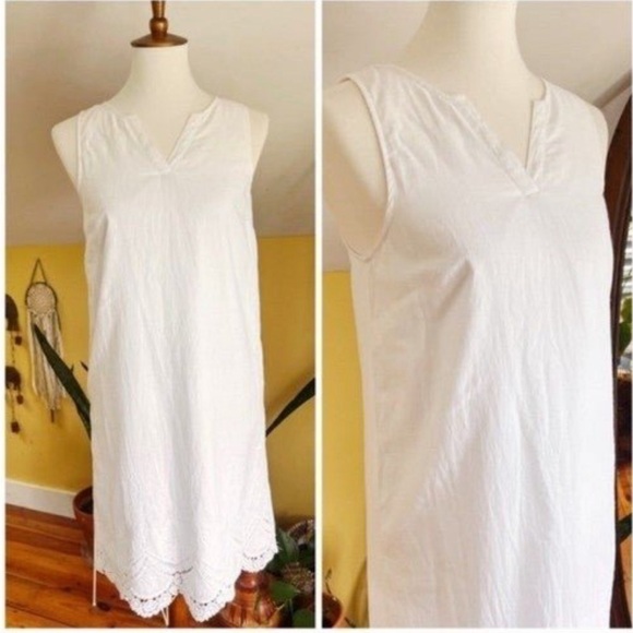 Kensie Dress White Small Shift Lace Trim V Neck Sleeveless Zipper Lined - Picture 3 of 7
